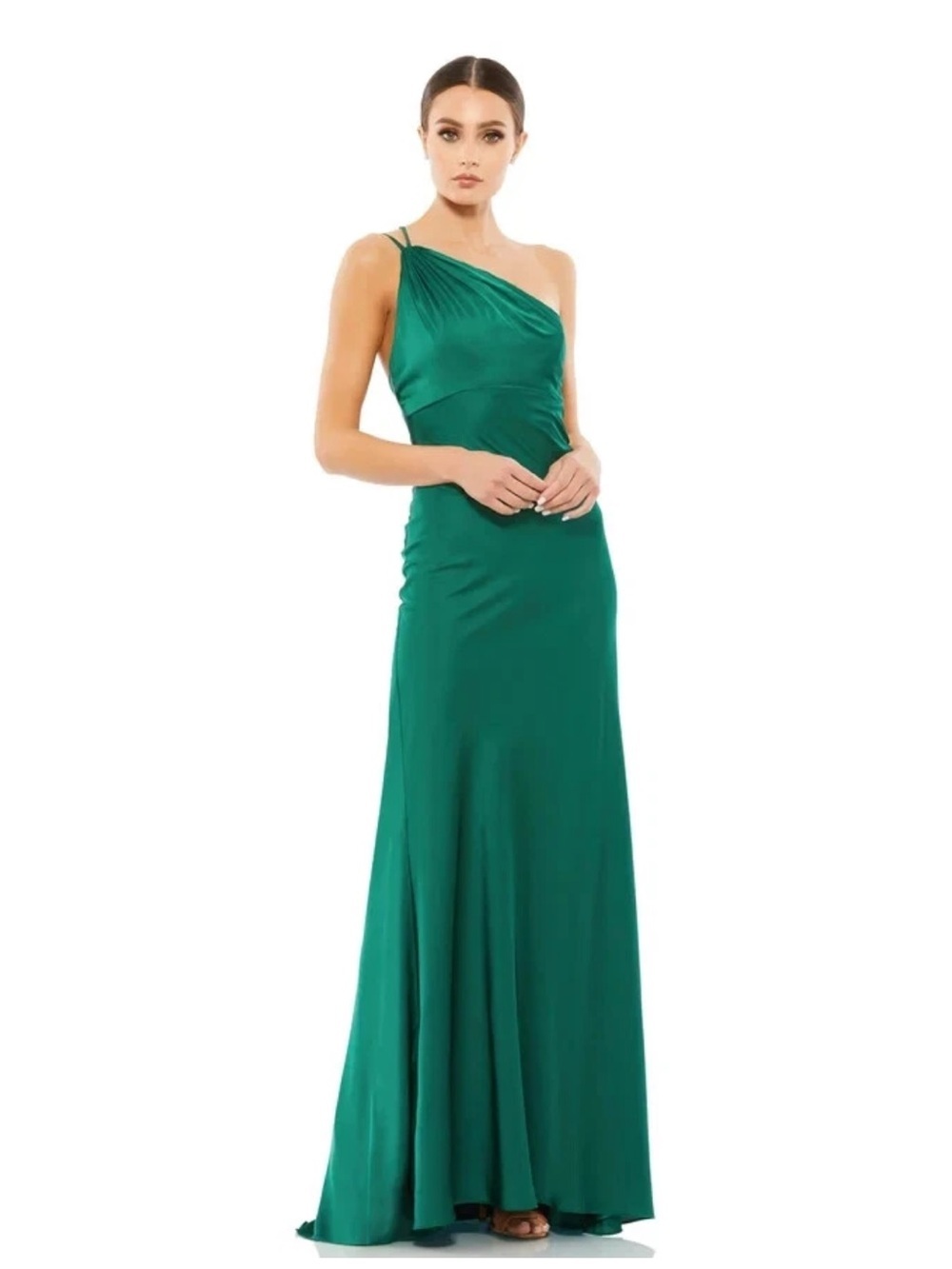 NWT Ieena For Mac Duggal 55385 Emerald Green One Shoulder Formal Gown Size 0